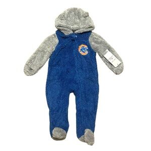 chicago cubs mlb baseball nap teddy fleece onesie full zip sleeper